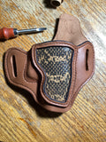 Leather owb holster Glock 43,43x inlaid with snake skin
