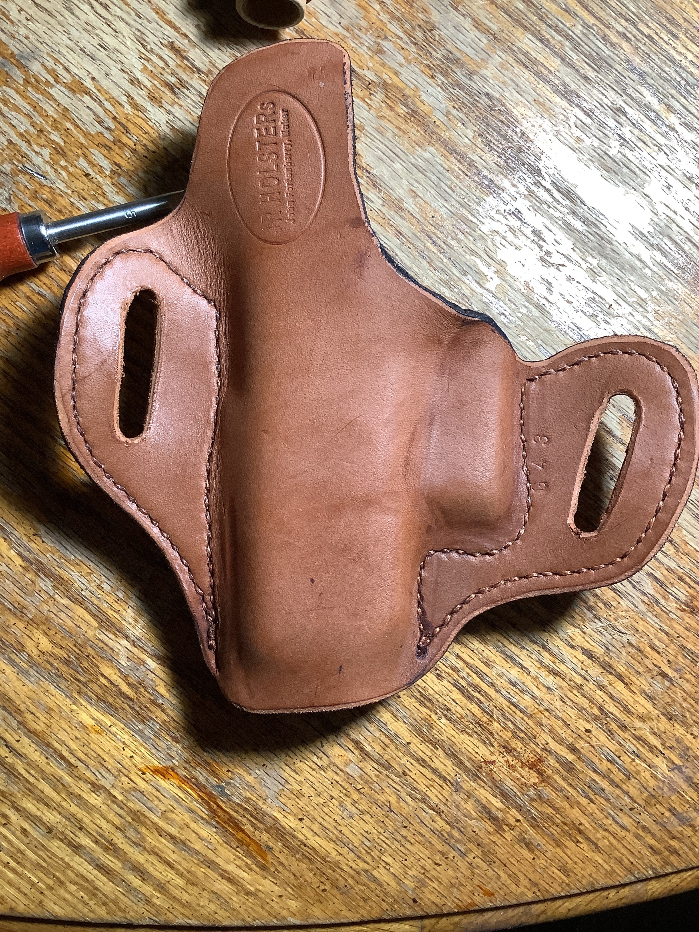 Leather owb holster Glock 43,43x inlaid with snake skin